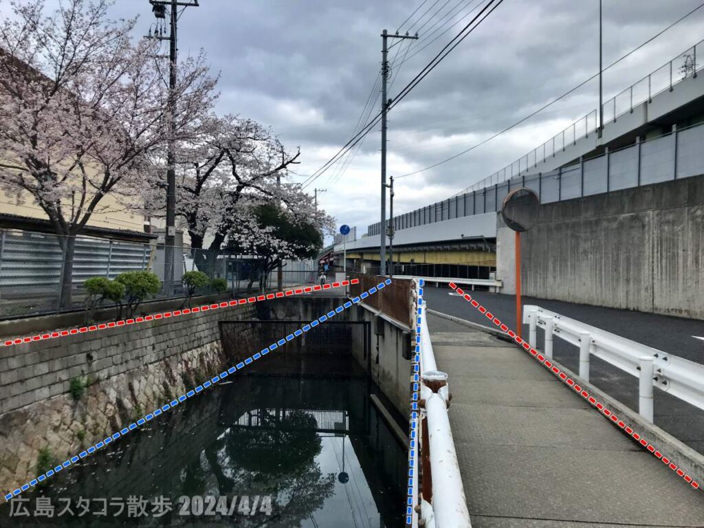 海田町つくも町　昔の用水路を推測